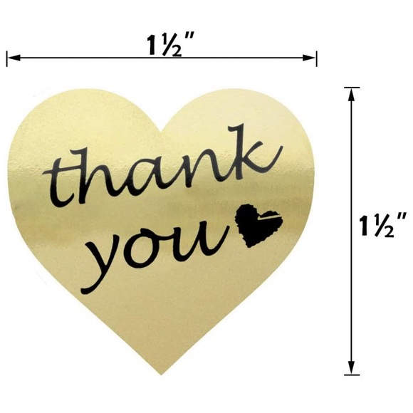 100 GOLD FOIL “THANK YOU” STICKERS - Picture 3 of 4